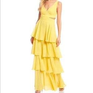 B. Darlin V-Neck Tiered Skirt Long Dress
